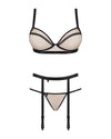 Nudefarbenes 3-teiliges Straps-Set Nudelia mit schwarzen Kontrasten von Obsessive – Ansicht 4