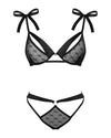 Schwarzes sinnliches Dessous Set aus besticktem Stretchtüll von Obsessive – Ansicht 3