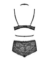 Schwarzes 3-teiliges Set Raquelia aus Blütenspitze mit Brustharness von Obsessive – Ansicht 4