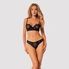 Schwarzes sinnliches Dessous Set aus zarter Blütenspitze von Obsessive