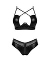 Schwarzes 2-teiliges Set Norides im Wetlook mit Bügel-BH und Slip von Obsessive – Ansicht 3