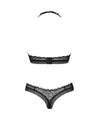 Schwarzes Set Medilla aus Stretchspitzen-Mix mit Bügel-BH und String von Obsessive – Ansicht 4