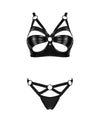 Schwarzes Set Armares im Wetlook mit Bügel-BH und Riostring von Obsessive – Ansicht 3
