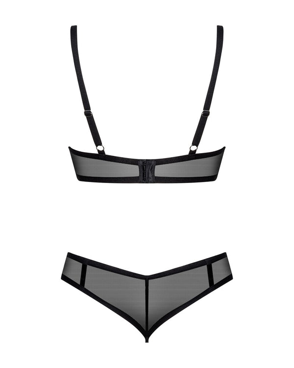 Schwarzes Set Glandez in zarter Transparenz mit rotem Neckholder von Obsessive – Ansicht 4