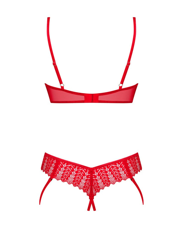 Rotes Ouvert-Set Ingridia mit gepolsterter Bügel-Hebe und String von Obsessive – Ansicht 4