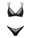 Schwarzes Set Nesari aus Stretchmaterial und Netz mit Schmuckelement von Obsessive – Ansicht 3