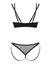 Schwarzes Set Nesari aus Stretchmaterial und Netz mit Schmuckelement von Obsessive – Ansicht 4