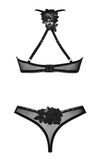 Schwarzes transparentes Set Latinesa aus Stretchtüll mit Soft-BH und Riostring von Obsessive – Ansicht 4