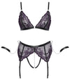 Dunkellila Straps-Set aus Soft-BH, Straps-String und Armfesseln mit Mattlook-Details von Cottelli BONDAGE – Ansicht 7