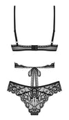 Schwarz-transparentes 2-teiliges Set Blomentis mit BH und Slip von Obsessive – Ansicht 7