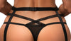 Schwarz-transparentes 3-teiliges Set Blomentis mit Soft-BH, Straps-Harness und String von Obsessive – Ansicht 6