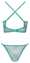 Türkisfarbenes Dessous-Set aus Blütenspitze mit Wimpernspitze und Ringen von Fantasy by Cottelli – Ansicht 6
