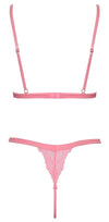Neonpinkfarbenes Dessous-Set aus Wimpern-Blütenspitze mit Samtbändern von Fantasy by Cottelli – Ansicht 5