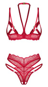 Rotes Ouvert-Set Cupide Desir mit BH und String und goldfarbenen Details von Obsessive – Ansicht 3
