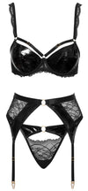 Schwarzes verführerisches Straps Set mit Lack und Spitze von Cottelli LINGERIE – Ansicht 6
