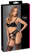 Schwarzes verführerisches Straps Set mit Lack und Spitze von Cottelli LINGERIE