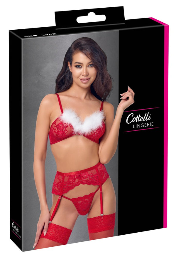Rotes verführerisches Festtags Set mit zarter Spitze von Cottelli LINGERIE