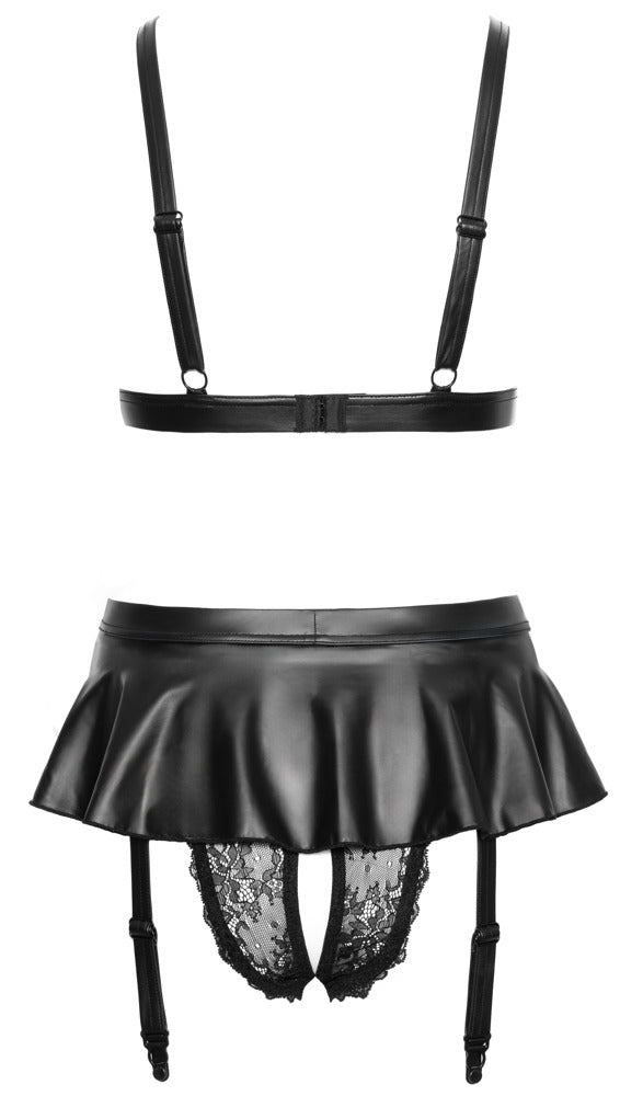 Schwarzes verführerisches Set mit Spitze und Wetlook Akzenten von Cottelli LINGERIE – Ansicht 7