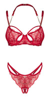 Rotes Set Matildea mit Bügel-BH und Riostring ouvert und Kettchen von Obsessive – Ansicht 4