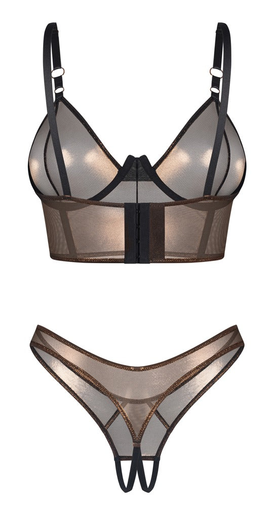 Bronzefarbenes Set Soranna mit Bügel-BH und Riostring ouvert von Obsessive – Ansicht 4