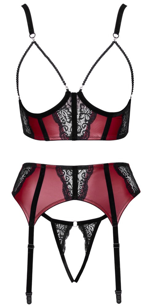 Rotes verführerisches Ouvert Lingerie Set mit sinnlichen Perlenketten von Cottelli LINGERIE – Ansicht 7