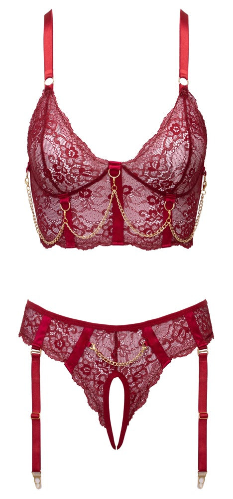 Dunkelrotes verführerisches BH Set mit feiner Spitze von Cottelli LINGERIE – Ansicht 7