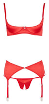 Rotes 3-teiliges Set aus Hebe, Strapshalter und String von Cottelli – Ansicht 8