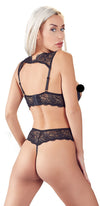 Schwarze Hebe und String aus Spitze mit wattierten Cups von Cottelli – Ansicht 4