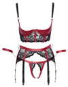 Schwarzes Hebe-Set mit Bügel-Hebe-BH, Strapsgurt und String aus Stretch-Spitze von Cottelli BONDAGE – Ansicht 6