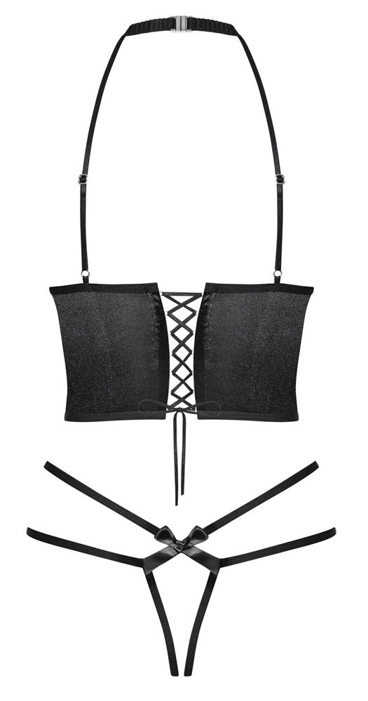 Schwarzes Hebe-Set mit Schleifenverzierung und String von Obsessive – Ansicht 4