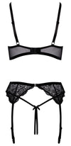 Schwarzes Hebe-Set aus Stretch-Spitze mit Ringen, Samt und Kettchen (Ouvert) von Cottelli – Ansicht 7