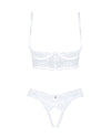 Weißes Ouvert-Set Heavenlly aus Blütenspitze mit Hebe-BH und String von Obsessive – Ansicht 3