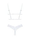 Weißes Ouvert-Set Heavenlly aus Blütenspitze mit Hebe-BH und String von Obsessive – Ansicht 4