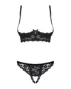 Schwarzes Set Letica aus Spitze mit Bügel-Hebe und String ouvert von Obsessive – Ansicht 6