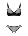 Schwarzes aufregendes Dessous Set aus feinem Netz mit offenem Schritt von Obsessive – Ansicht 3