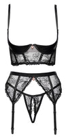 Schwarzes funkelndes Straps Set mit busenfreier Hebe von Cottelli LINGERIE – Ansicht 5