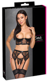 Schwarzes funkelndes Straps Set mit busenfreier Hebe von Cottelli LINGERIE