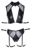 Schwarzes Set aus Top und Slip im Mattlook mit Powernet-Einsätzen von Cottelli BONDAGE – Ansicht 5