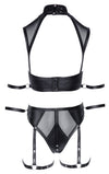 Schwarzes Set aus Top und Slip im Mattlook mit Powernet-Einsätzen von Cottelli BONDAGE – Ansicht 6