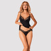 Schwarzes Set Bella Rou mit besticktem Top und Panties von Obsessive
