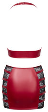 Rotes Set aus Wetlook-Top und Minirock mit Spitze und Ringen von Cottelli PARTY – Ansicht 8