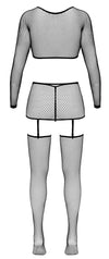 Schwarzes 4-teiliges Netz-Set mit Bolero, String, Strapsgürtel und Strümpfen von Fantasy by Cottelli – Ansicht 8