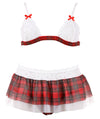 Rotes Set in Karo-Optik mit weißer Spitze und Tüll von Cottelli – Ansicht 5