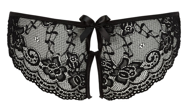 Schwarzer Slip aus Blütenspitze mit schleifenverzierten Cut-Outs von Cottelli – Ansicht 6