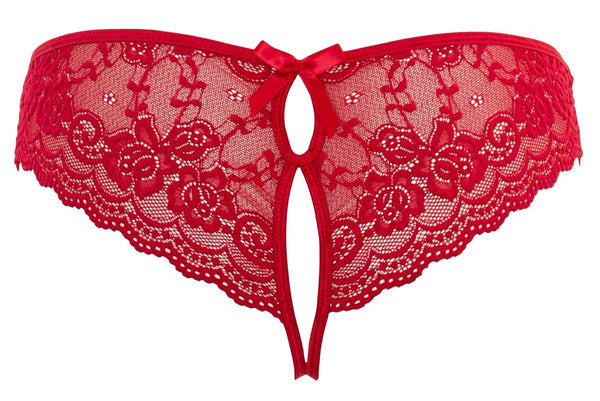 Roter Slip aus Blütenspitze mit schleifenverzierten Cut-Outs von Cottelli – Ansicht 6