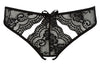 Schwarzer Slip aus floraler Spitze mit Cut-outs (offener Schritt) von NO:XQSE – Ansicht 4