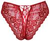 Roter Slip ouvert aus Blütenspitze mit Cut-out und Satinband-Schnürung von Cottelli – Ansicht 6