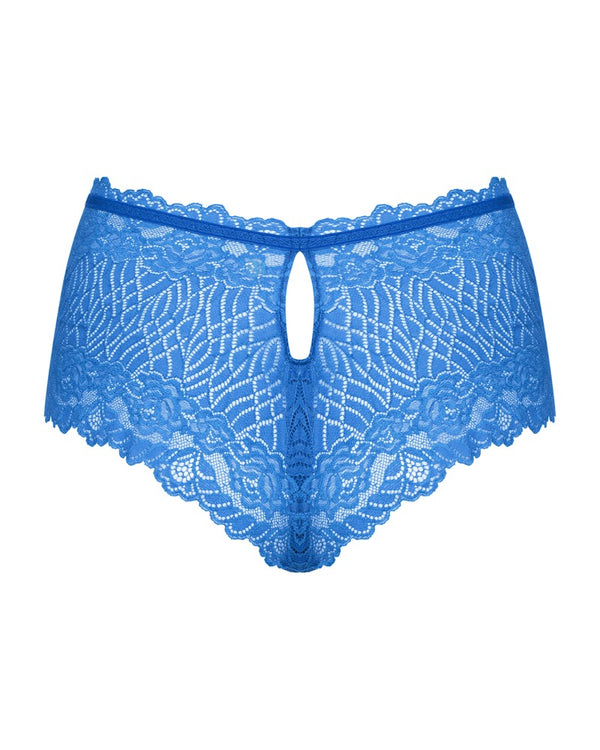 Blaue Llia Shorties aus Spitze mit glänzendem Ornament von Obsessive – Ansicht 4
