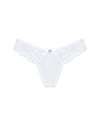 Weißer String Heavenlly aus Stretchtüll mit Blütenspitze im Brazilian-Schnitt von Obsessive – Ansicht 3