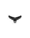 Schwarzer Slip Ivannes aus Spitze und Mesh mit Silberdetail von Obsessive – Ansicht 3